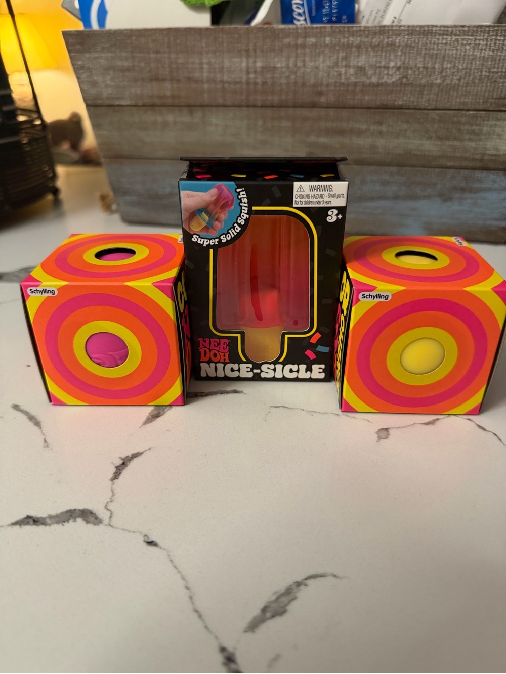 Nee Doh Nice-Sicle Squishy Toy - Neon Pink & Yellow, nice sicle-/color change